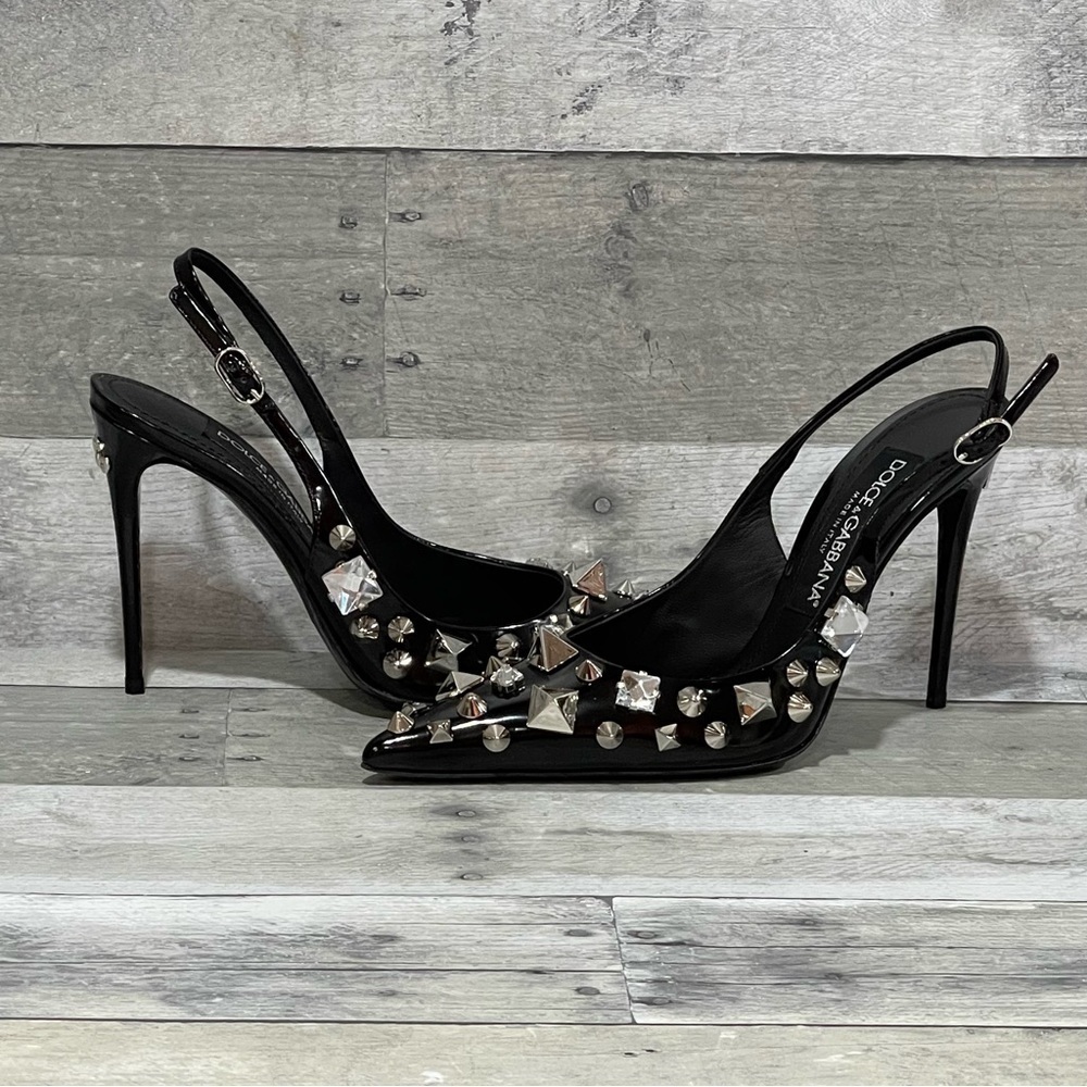 DOLCE&GABBANA Studded Slingback Pump in black - Sz - 6 .US/36 .EU